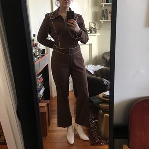 Awesome Vintage 70's Brown Leisure Suit Size L